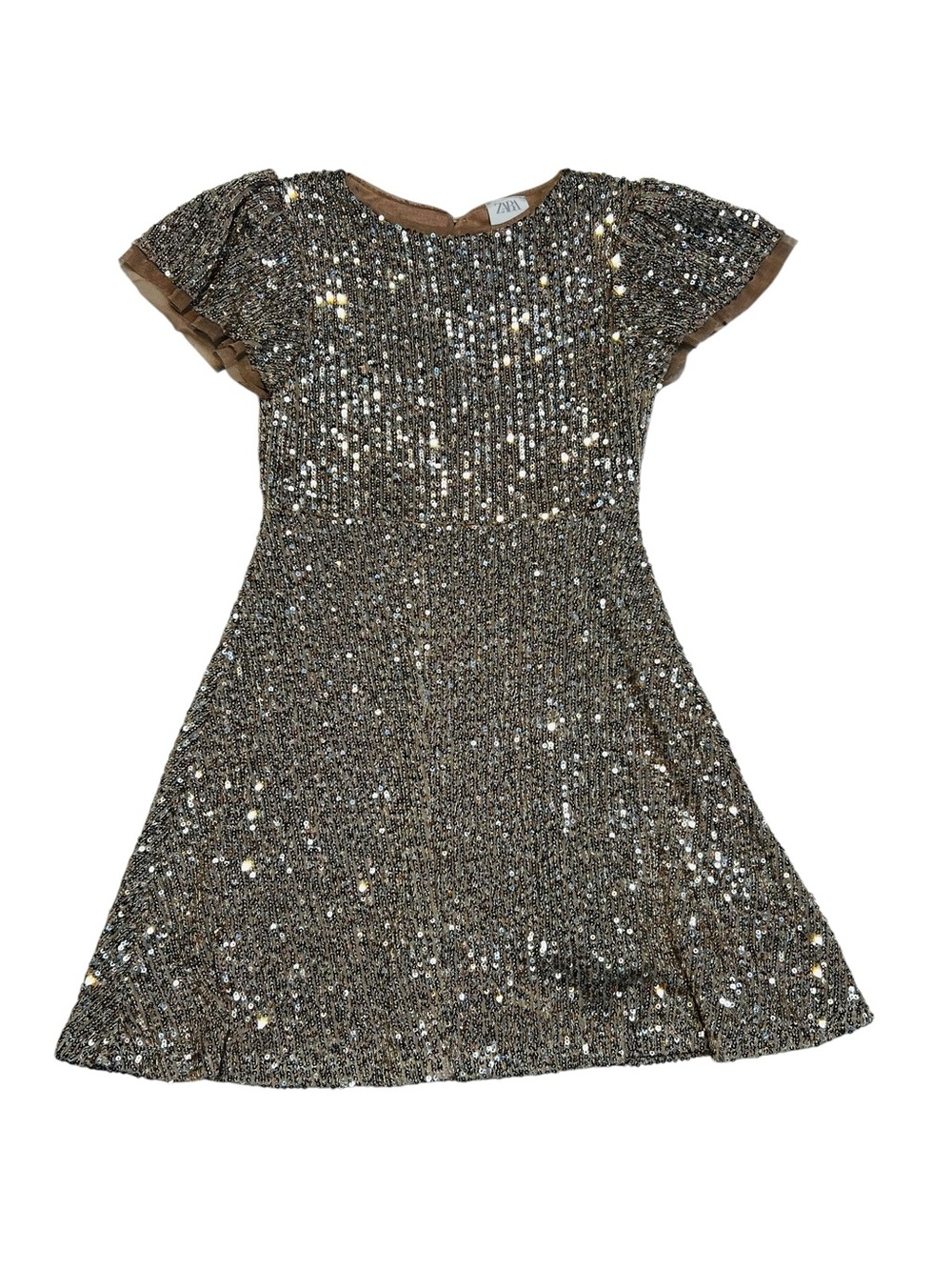 Zara‎ Girls 8 Y Metallic Sequin Dress - Gold